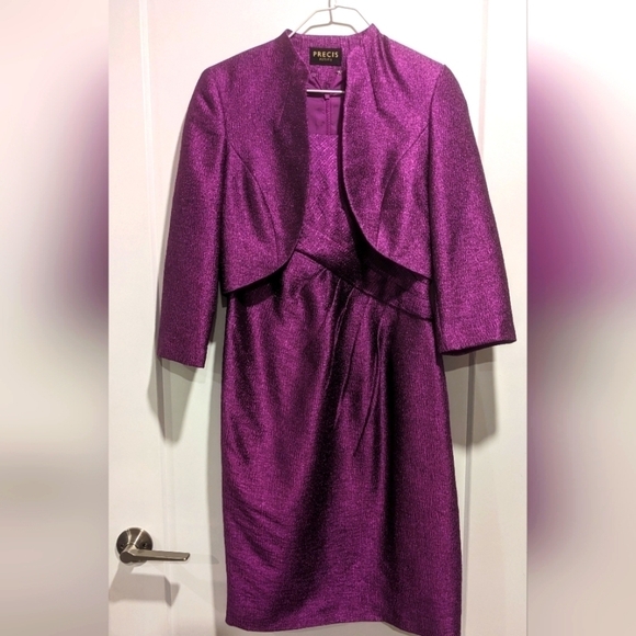Precis Petite Shimmery Purple Dress  with matching bolero - Picture 1 of 6